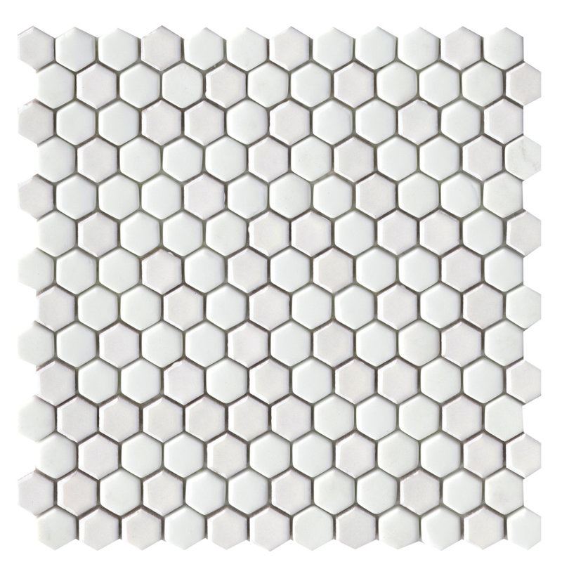 Confetti II™ 1" x 1" Beveled Glass Honeycomb Mosaic Wall & Floor Tile, White