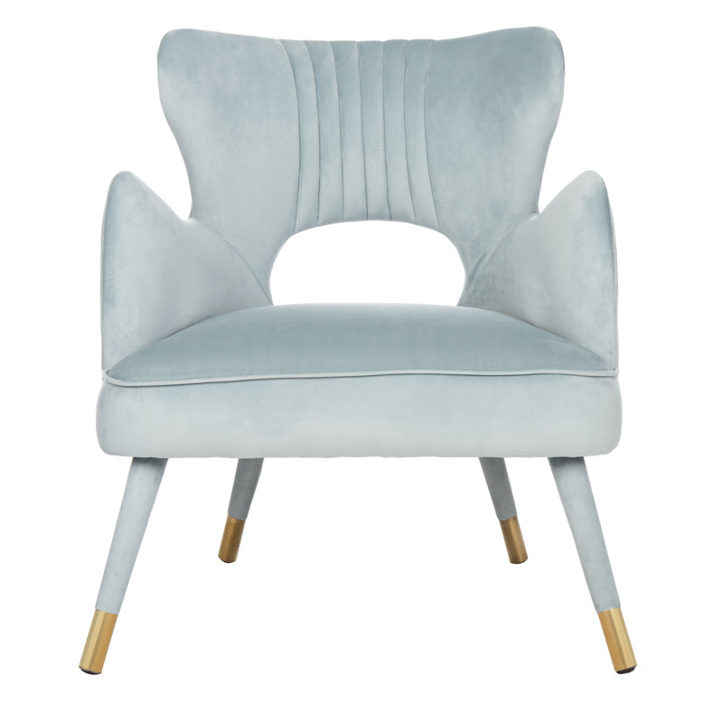 Velveteen Velvet Wingback Chair, Slate Blue