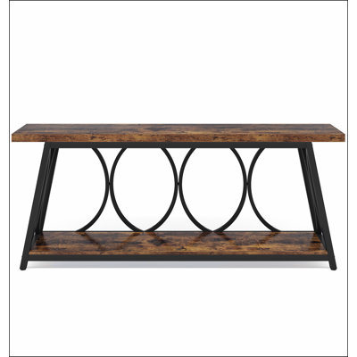 70.9” Extra Long Industrial Console Table, Narrow Sofa Table Behind Couch with 2-Tier Storage Shelves, Entryway & Hallway Accent Table for Living Room