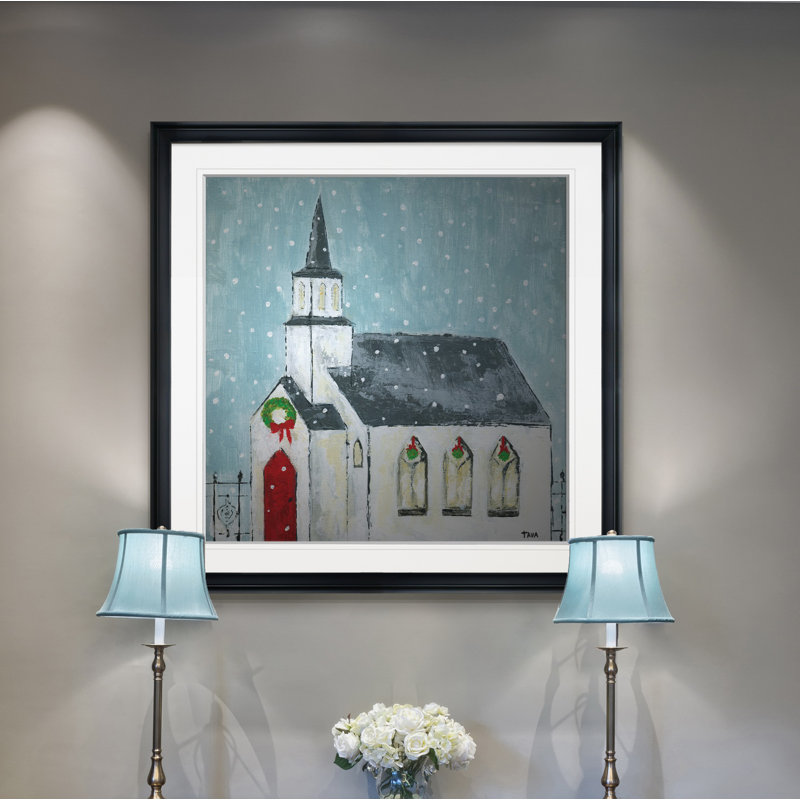 « christmas night », peinture, H 16 po x l 16 po x P 1,5 po, Cadre noir