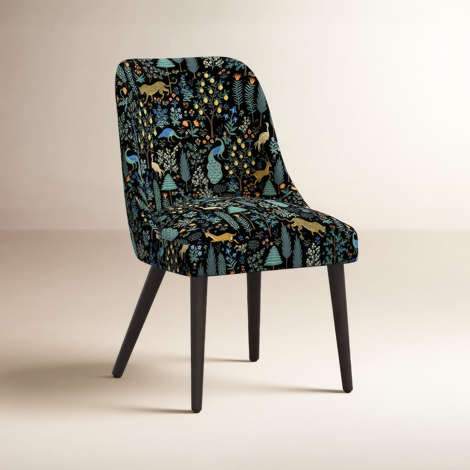 Rifle Paper Co. x Cloth & Company Clare Dining Chair, Black Menagerie