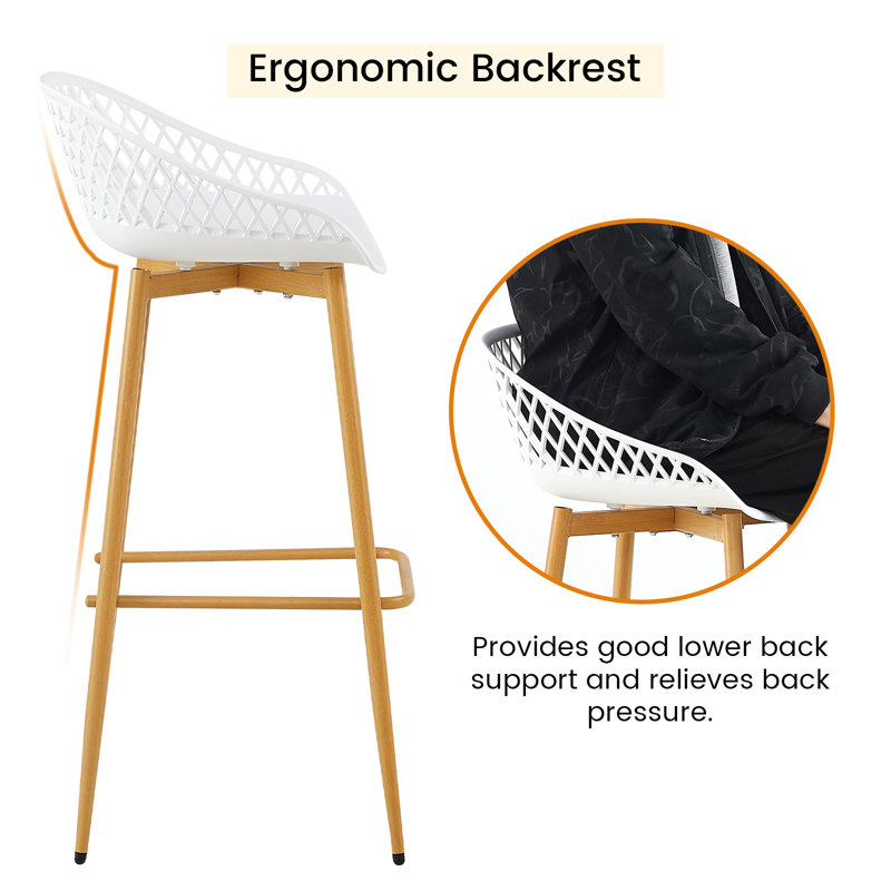 Counter Stool with Metal Frame, White/Brown