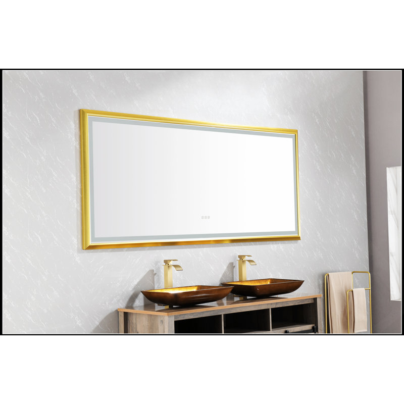 Miroir rectangulaire surdimensionné avec éclairage antibuée et à intensité variable pour salle de bain, salle de sport et studio de danse