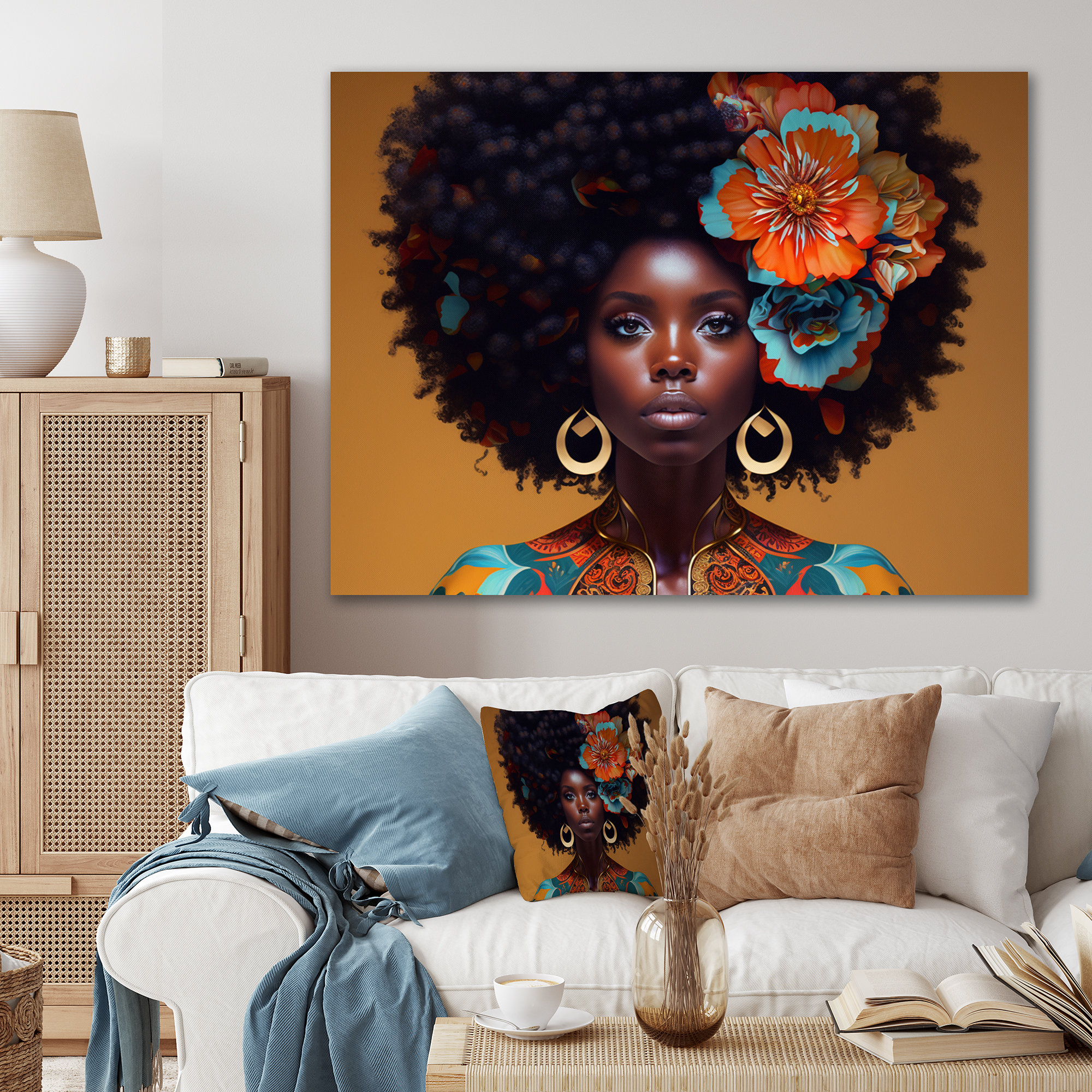 Mercer41 African American Black Art Afro Girl Painting Print On Wrapped  Canvas Wall Art Set On Canvas 3 Pieces Print & Reviews