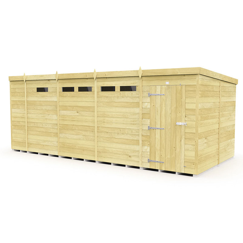 7ft x 8ft Pent Security Shed - Single Door