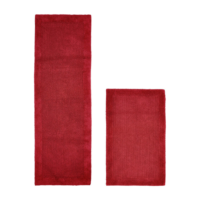 Ensemble de tapis pour salle de bain 2 pièces Moriceau, Rouge, 2 pièces (24 po x 40 po | 20 po x 60 po)