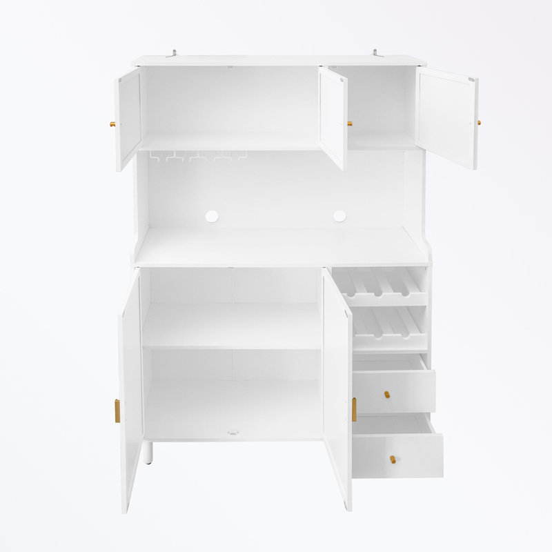 Armoire de rangement avec porte-bouteilles et cinq portes