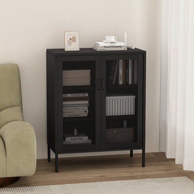 Amelia 32" Metal Accent Cabinet with 3 Adjustable Shelves by Manhattan Comfort