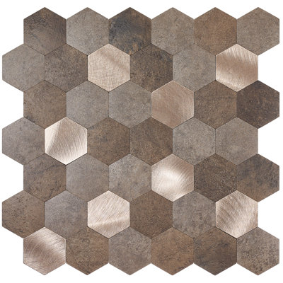 Carreau de mosaïque auto-adhésif en métal 11,3 po x 11,5 po