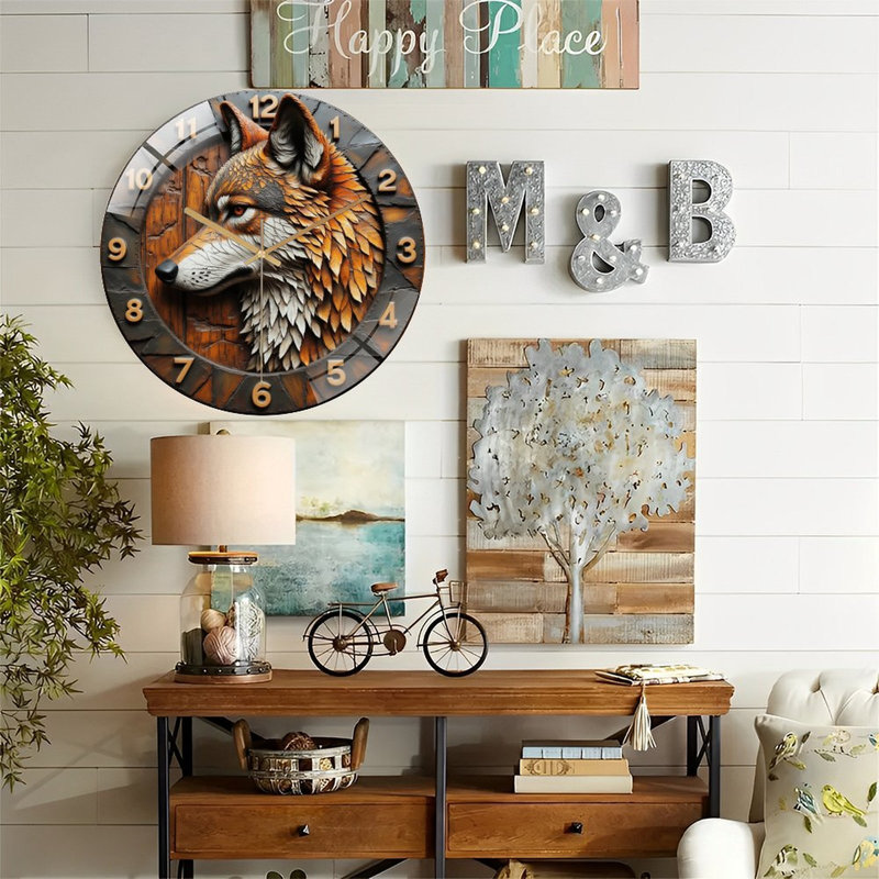 Horloge murale en bois 12 po