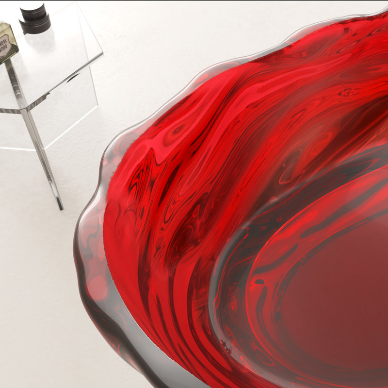 69" x 29.5" Freestanding Soaking Stone Resin Bathtub with Polished Chrome Pop Up Drain, Pure Resin Red
