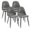 4 chaises de salle à manger, siège en suède gris, pieds en métal noir, conception ergonomique pour 4 chaises de cuisine confortables, rembourrées et rembourrées de mousse
