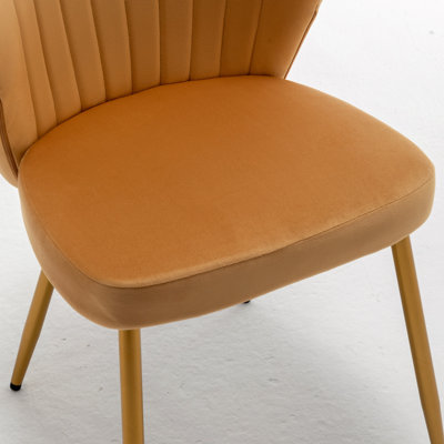 Fauteuil d'appoint moderne sans accoudoirs, chaise de salle à manger capitonnée avec pieds en métal, chaise rembourrée pour salon, chambre et petits espaces