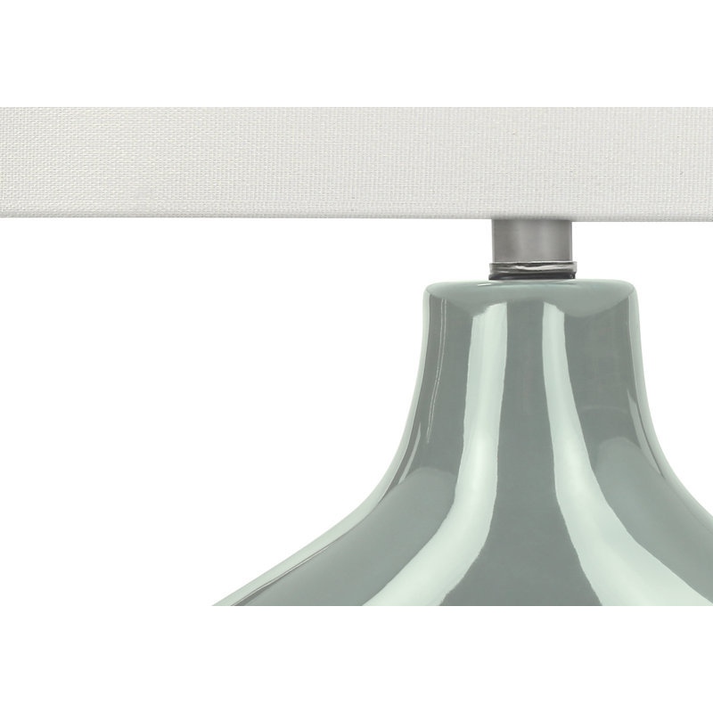 Lighting, h 25 po, lampe de table, céramique, abat-jour ivoire / crème, contemporain, moderne, Vert