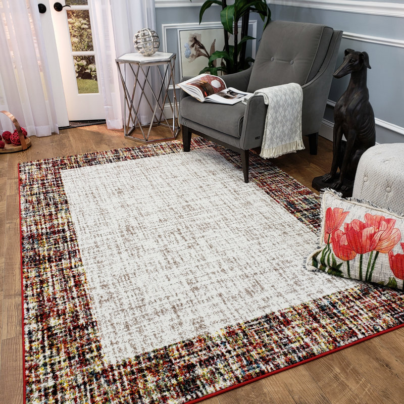 Tapis rayé crème / brun Ethyleen, 5 pi x 7 pi