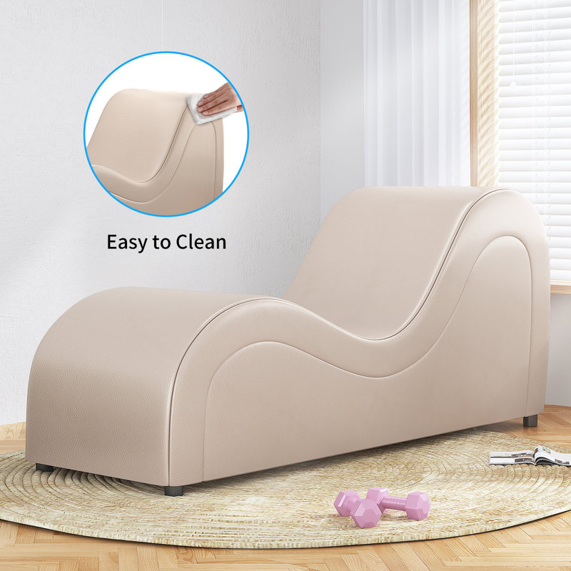 Méridienne courbée en simili cuir Wrought Studio, Beige