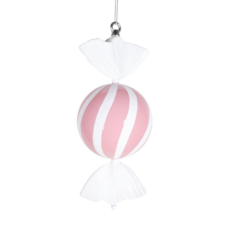 Ornement boule de bonbon, Rose pastel