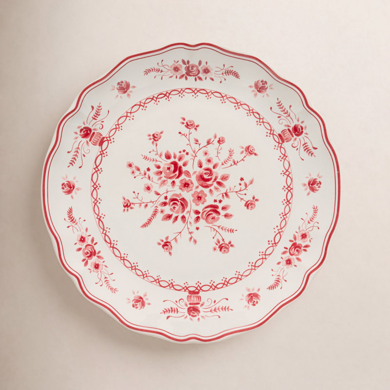 Vila Salad Plates, White/Red