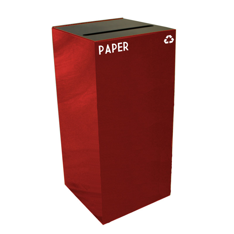Poubelle de recyclage Geocube 24 gallons, Rouge écarlate, Fente à papier, 32 gallons