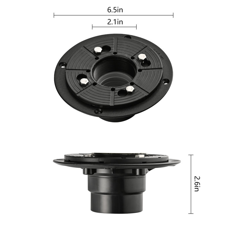 Bride de base sans joint en caoutchouc, compatible avec les accessoires d'installation - 16,5 cm L x 16,5 cm l x 6,6 cm H - ABS - Caniveau de douche linéaire - Noir mat