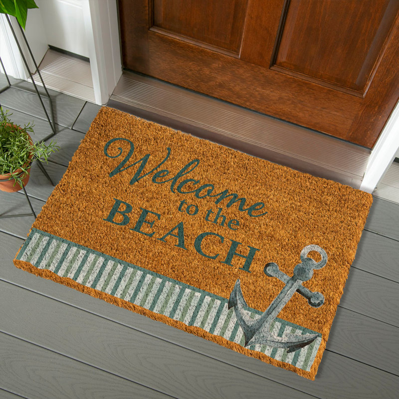 Blue Coastal Beach, Coir Mat 36"x24"