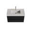 Lavabo de salle de bain en noyer de 36 po - fixation murale avec lavabo blanc brillant et console de tiroir à façade noire-84234223