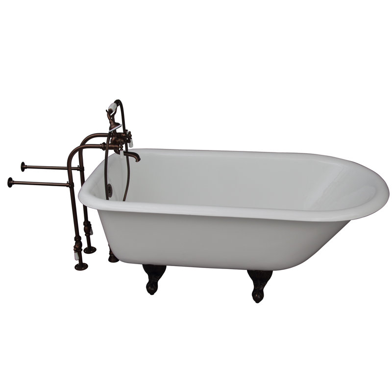 Brocton 65.5'' x 30.5'' Freestanding Soaking Cast Iron Bathtub with Faucet