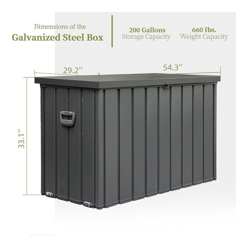 100 Gallon Outdoor Storage Deck Box Waterproof, Large Patio Storage Bin For Outside Cushions, Throw Pillows, Garden Tools, Lockable (Dark Brown)