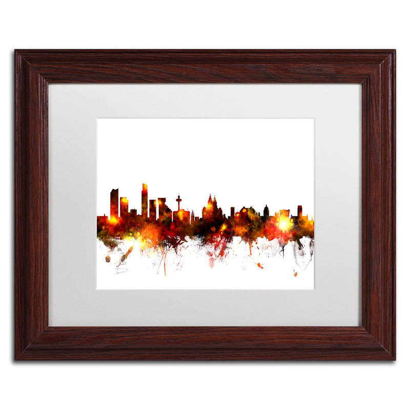 « liverpool england horizon red », impression encadrée, H 16 po x l 20 po x P 0,5 po, Brun