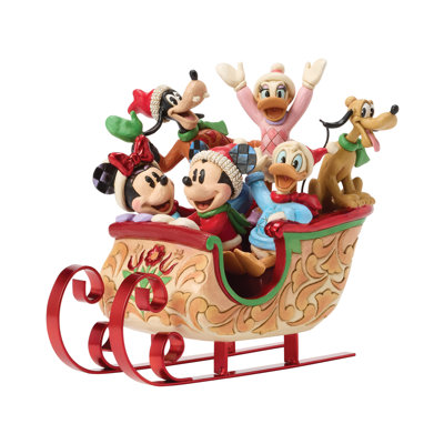 Disney Traditions by Jim Shore Mickey Mouse and Friends Riding in Sleigh Figurine 8 Inch