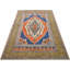 Tapis unique en laine noué à la main de style années 1960 de 3 pi 9 po x 6 pi 3 po orange / bleu / vert