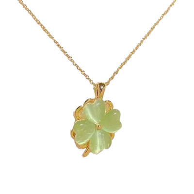 St Patricks Day Decorations Patrick's Day Four Leaf Rotatable Necklace for Women's Ornament Small and Unique and Elegant Stone Pendant