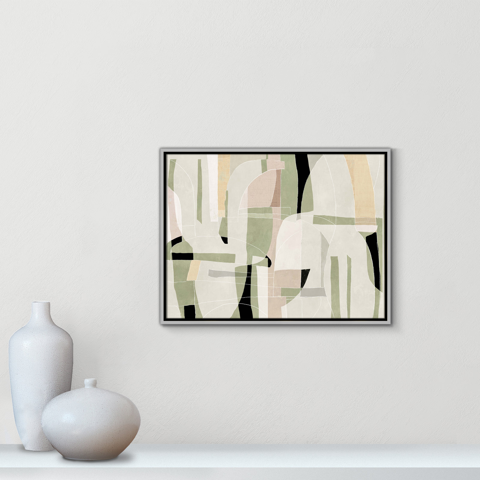Sunny Barcelona - Floater Frame Canvas, 25.5" W x 19.5" H, Silver