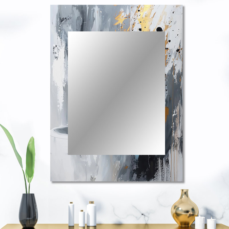 «Gold Cheetahs Quick Call Accents With Grey II», miroir mural décoratif, art moderne imprimé en métal, 40 po x 30 po