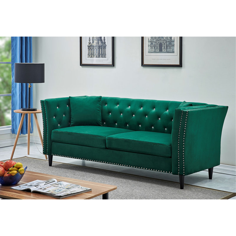 Cicero 80.3'' Velvet Sofa, Green Velvet