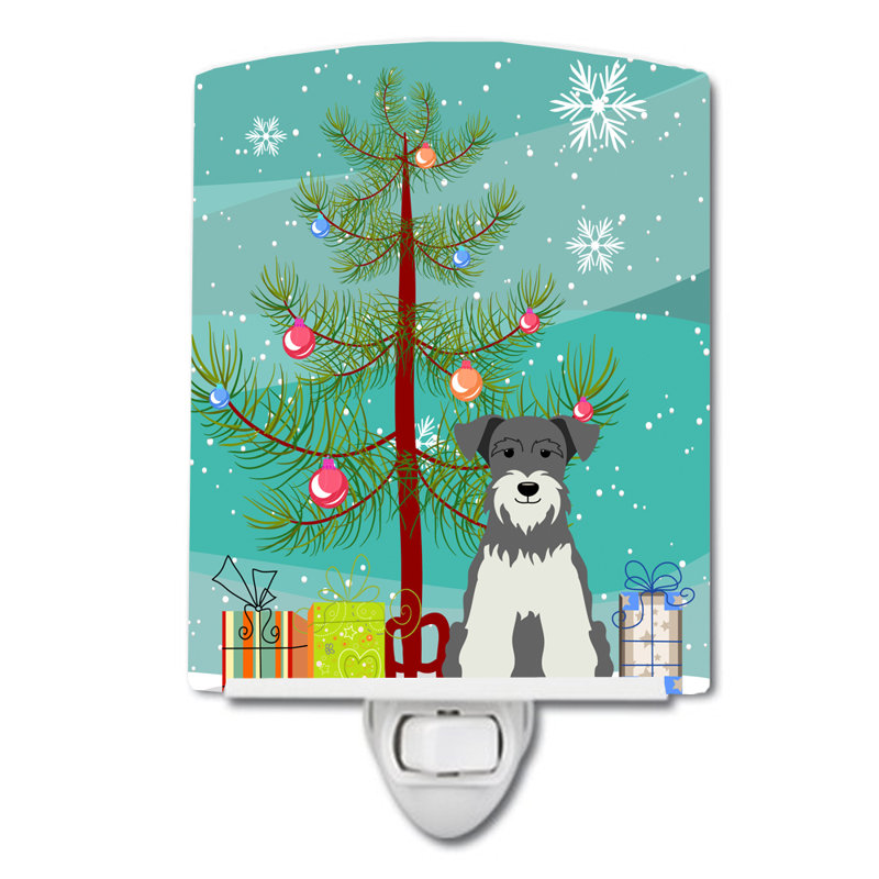 Éclairage de nuit en céramique et arbre de noël beagle, Schnauzer miniature poivre et sel