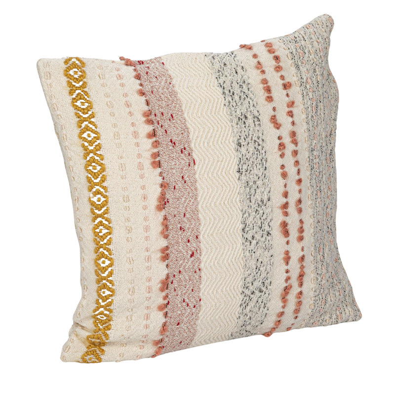  Striped Cotton Throw Pillow