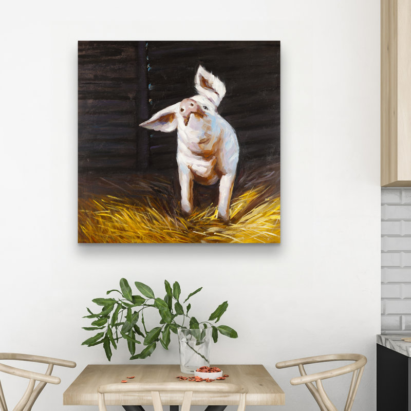 Happy pig - 32"x32" art on canvas