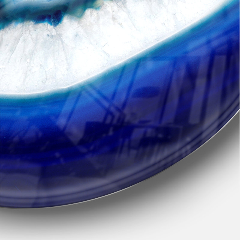 Tranche de cristal d'agate bleue - Horloge murale moderne, Grand