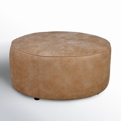 Murano 37" Genuine Leather Round Ottoman