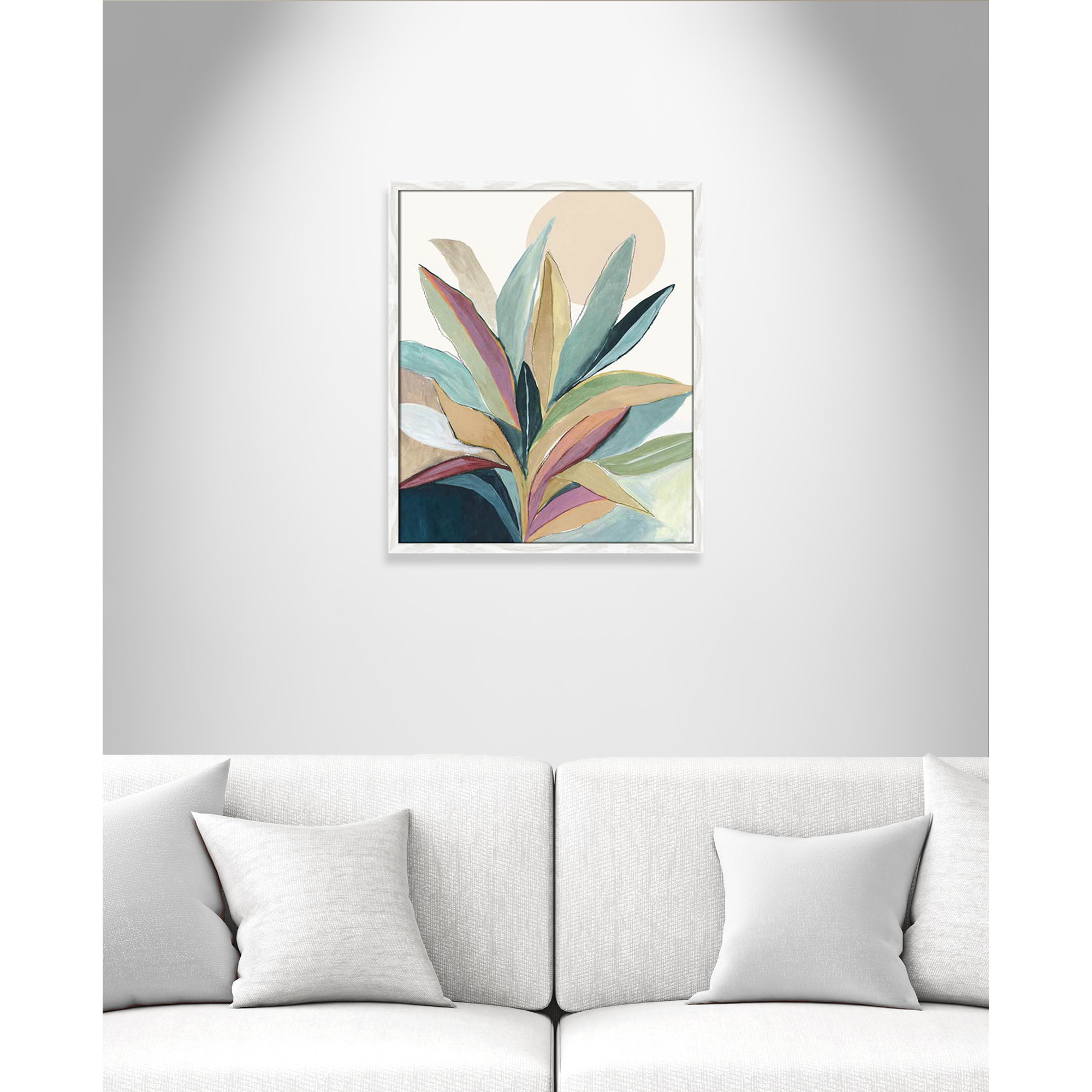 Sunny Bright Leaves I by Asia Jensen, 25.5" H x 21.5" W x 0.75" D, White Slim Unmatted Picture Framed