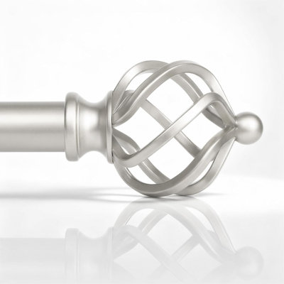 1-inch heavy-duty curtain rod: Sturdy metal rod featuring decorative twisted birdcage-style finials; adjustable length, suitable for indoor and outdoor use.
