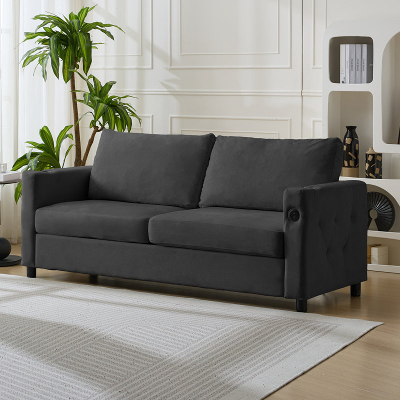 Full Size Smart Sleeper Sofa with Charging & Gel Memory Foam, Gray