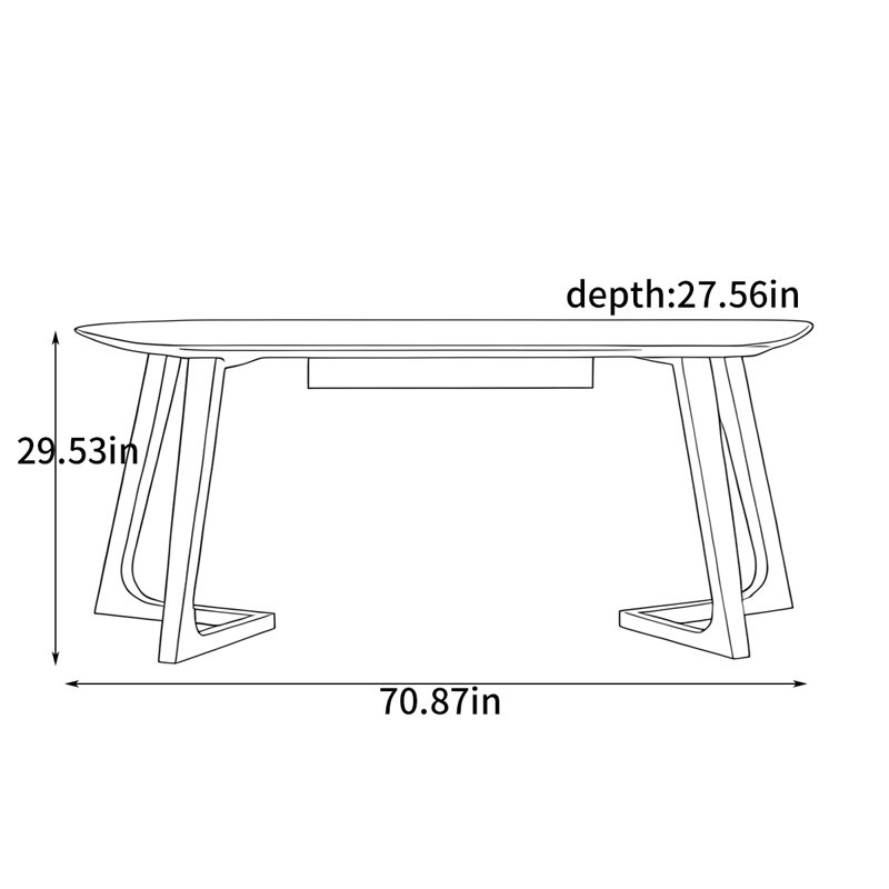 Bureau de luxe moderne, H 29,53 po x l 70,87 po x P 27,56 po