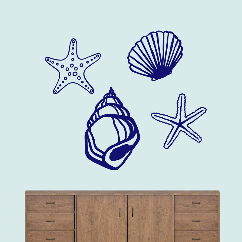 Décalcomanie murale coquillages, Bleu marine
