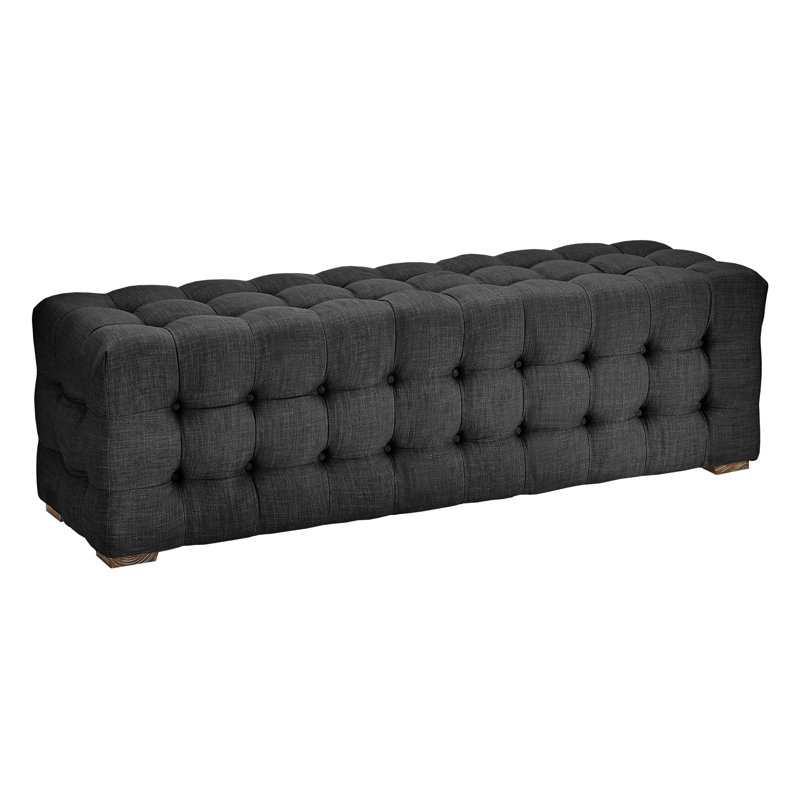 Huskins Linen Upholstered Bench, Dark Grey Linen