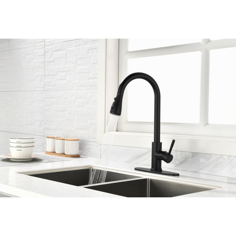 Robinet de cuisine avec douchette extractible, Noir mat