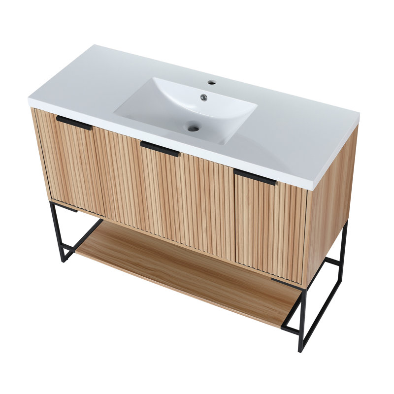 Meuble-lavabo autoportant de 48 pouces avec lavabo en résine