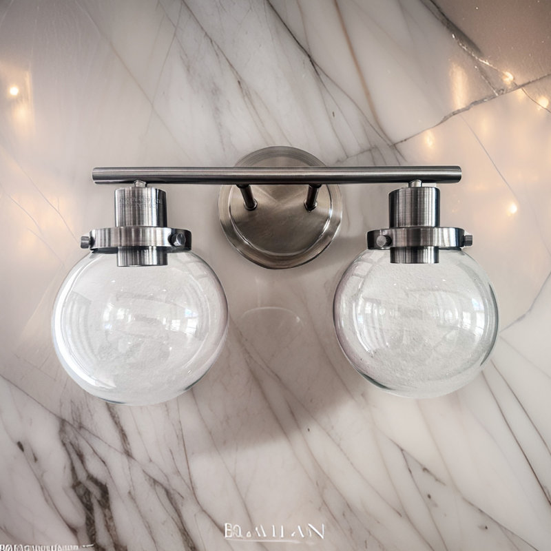 Applique murale de salle de bain, 2 pièces noire avec verre transparent, abat-jour en verre de qualité, salle de bain de style moderne, salon