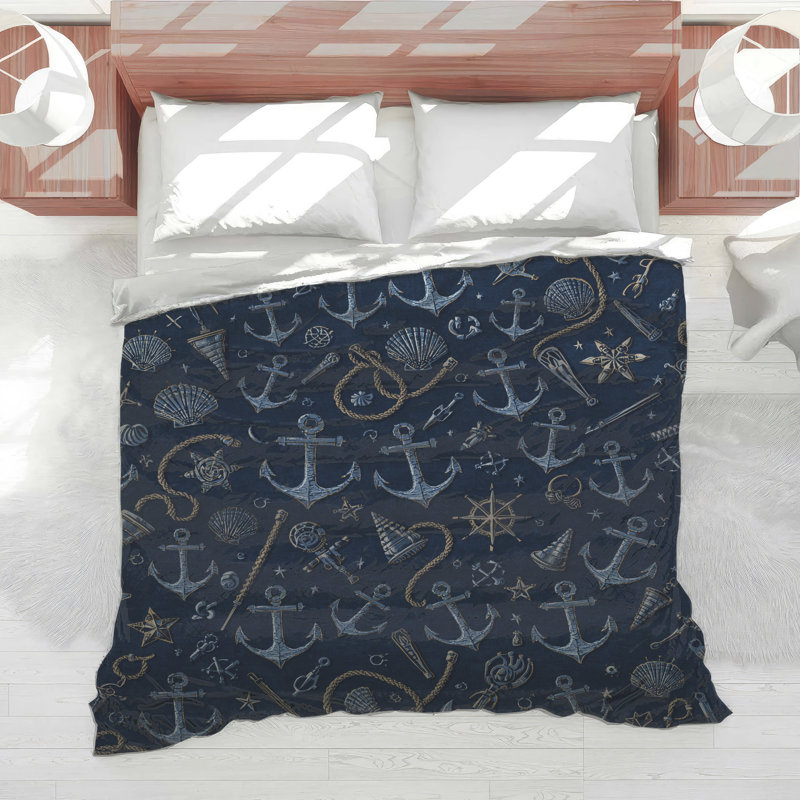 Nautical Anchor Pattern Comforter, King